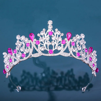 DIEZI 12 цвята Princess Queen Girls Pink Crystal Tiara For Women Party Birthday Crown Рокля за коса Аксесоари Шапки Бижута