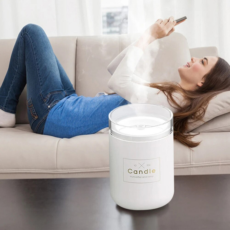 Sveces gaisa mitrinātājs atmosfēras gaismas mini ūdens difuzors mitrina ādu, mazina nogurumu Mājas dekors draugiem ģimenes dāvanas