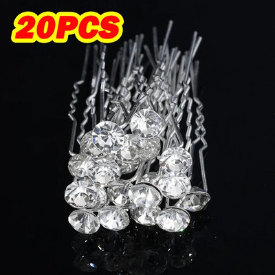 20gab Sieviešu U-veida pin Metāla Barrette matu sprādzes Matu sprādzes, imitētas pērļu līgavas tiāras matu aksesuāri kāzu frizūru rīki