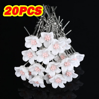 20gab Sieviešu U-veida pin Metāla Barrette matu sprādzes Matu sprādzes, imitētas pērļu līgavas tiāras matu aksesuāri kāzu frizūru rīki