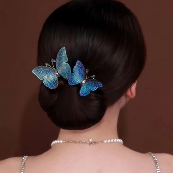 Модна елегантна пеперуда Цвете Пръчка за коса Аксесоари за коса Жени Камелия Рибка опашка Плоча Мързелив човек Шапки Фиби Бижута