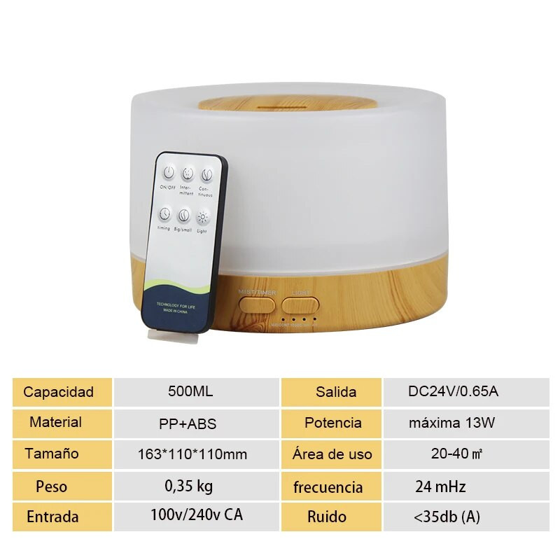 Električni aroma difuzor 500 ml Ultrazvučni ovlaživač zraka Maker za maglu LED zamagljivač eteričnih ulja