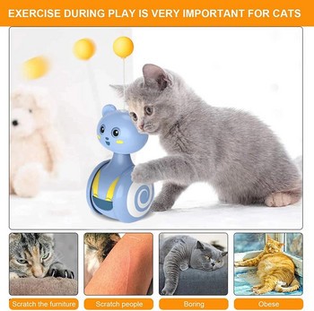Cat Interactive Feather Toys Pet Bumbler Funny Toy Interactive Cats Toys Cat Rolling Teaser Ράβδος με φτερά Παιχνίδια Περιστρεφόμενη μπάλα