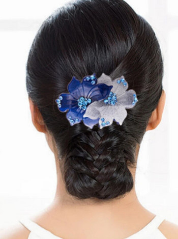 Κορεατική έκδοση κορεατικής βιολετί λουλούδι, κρυστάλλινη φουρκέτα Rhinestone Pan Hair Horizontal Clip Κομψά γυναικεία αξεσουάρ μαλλιών