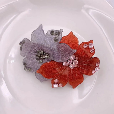 Premium Korean Edition Violet Flower Crystal Spring matadata Rhinestone Pan Hair Horizontal Clip Eleganti sieviešu matu aksesuāri