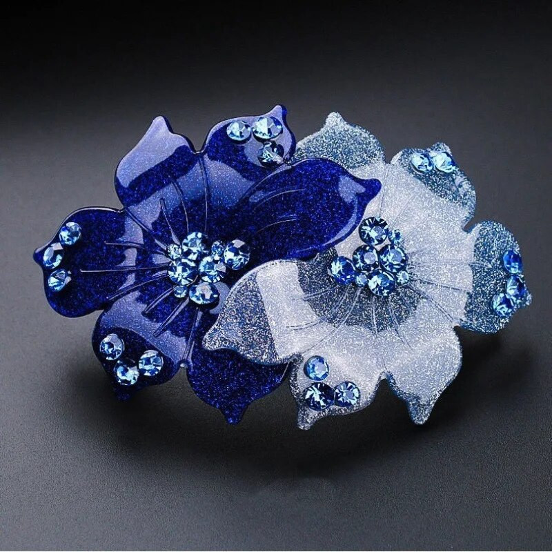 Premium Korean Edition Violet Flower Crystal Spring matadata Rhinestone Pan Hair Horizontal Clip Eleganti sieviešu matu aksesuāri