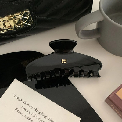 Korejiešu jauni retro matu aksesuāri matu sprādze, liela 9 cm burta B loka etiķskābes haizivju sprādze smalkām meitenēm