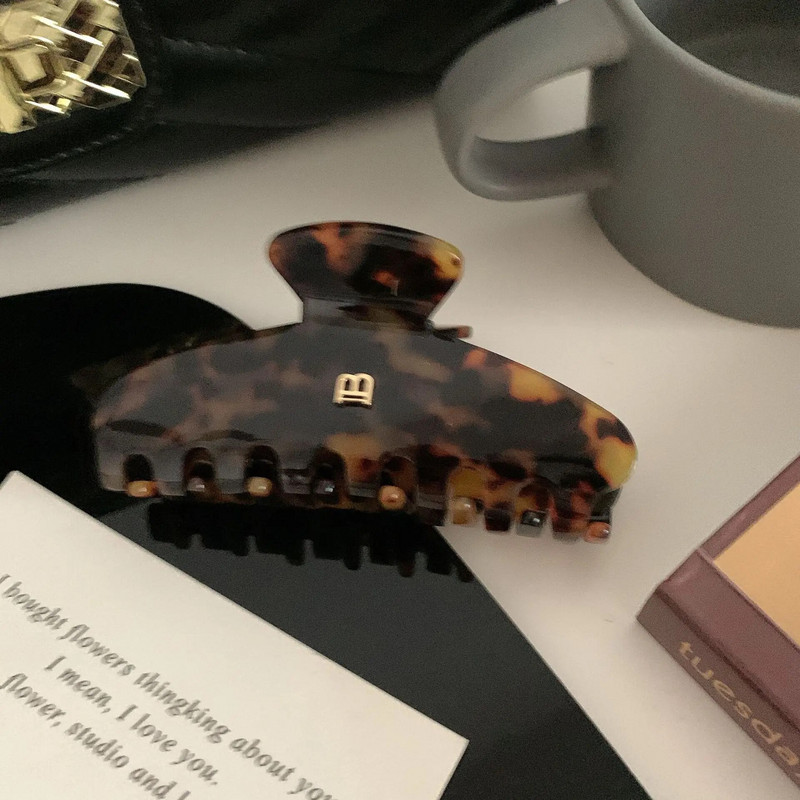 Korejiešu jauni retro matu aksesuāri matu sprādze, liela 9 cm burta B loka etiķskābes haizivju sprādze smalkām meitenēm