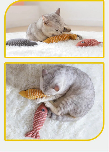 Играчки за смилане на зъби котешка билка Забавна интерактивна плюшена играчка за котка Pet Kitten Chewing Vocal Toy Fish Bite Cat mint For Cats