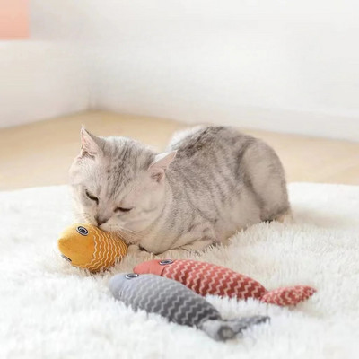 Играчки за смилане на зъби котешка билка Забавна интерактивна плюшена играчка за котка Pet Kitten Chewing Vocal Toy Fish Bite Cat mint For Cats