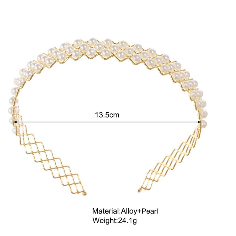 Στρώσιμο μαργαριταρένιο κρύσταλλο στρας μεταλλικές κορδέλες για γυναίκες για κορίτσια μόδας Wave κορώνα κεφαλής στεφάνι κεφαλής Αξεσουάρ για τα μαλλιά Hairband