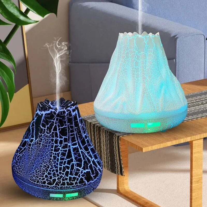 Flame Crack mitrinātājs Creative Silent Cool Mist mitrinātājs ar krāsu mainošu apkārtējās gaismas ultraskaņas aromterapijas difuzoru