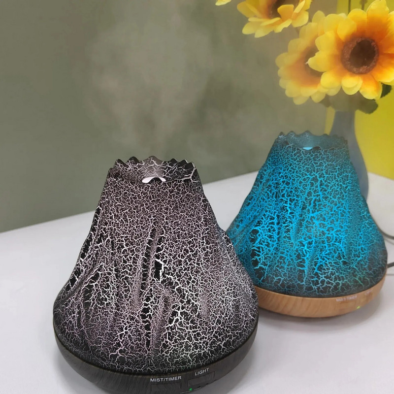 Flame Crack mitrinātājs Creative Silent Cool Mist mitrinātājs ar krāsu mainošu apkārtējās gaismas ultraskaņas aromterapijas difuzoru