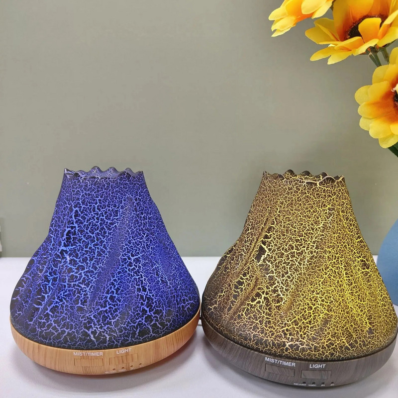 Flame Crack mitrinātājs Creative Silent Cool Mist mitrinātājs ar krāsu mainošu apkārtējās gaismas ultraskaņas aromterapijas difuzoru