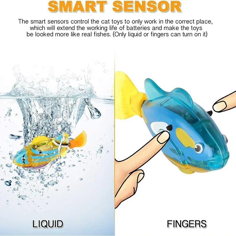 Kaķu interaktīva elektriskā zivju rotaļlieta Ūdens kaķu rotaļlieta iekštelpu peldēšanai robota zivju rotaļlieta kaķim un sunim ar LED gaismas mājdzīvnieku rotaļlietām