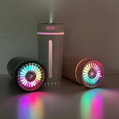 Umidificator de aer fără fir pentru mașină, portabil, 300ML, difuzor USB, aparat de aburire pentru dormitor acasă cu lumini colorate cu LED RGB