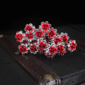 20 бр. Дамски булчински сватбени кристали Diamante Flower U-образна щипка за коса Шноли Пръчки Сплитане на коса Инструменти за оформяне Аксесоари