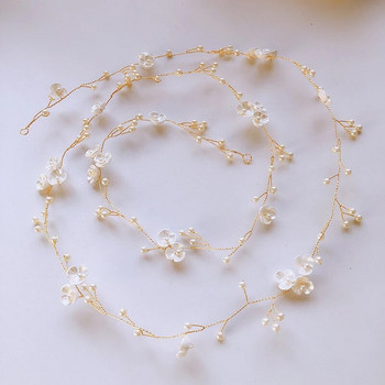 Ръчно изработена перлена цвете от раковина Булка Сватбена сватбена лента за коса Кристална лента за глава Сватбени аксесоари за коса Ръчно изработена цветна перла