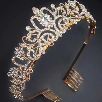 Корейска луксозна бяла кристална корона Аксесоари за коса Диадема Дамска сватба със кристали Булчинска сребърна корона Модни бижута за коса