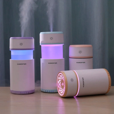 Radoša izvelkama dizaina gaisa mitrinātājs ar LED gaismām Ultraskaņas Cool Mist Maker gaisa attīrītājs automašīnas mini USB aromāta difuzoram