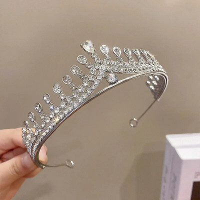 DIEZI nauja prabangi balta krištolinė tiara moterims, mergaičių vestuvių gimtadienio suknelė Elegantiška karalienės nuotakos karūnos aksesuarai