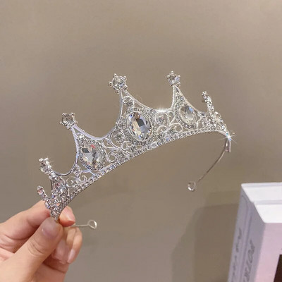 DIEZI nauja prabangi balta krištolinė tiara moterims, mergaičių vestuvių gimtadienio suknelė Elegantiška karalienės nuotakos karūnos aksesuarai