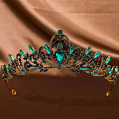 DIEZI baroka vintage sarkana zaļa zila purpura kristāla tiāra kronis sievietēm meitenes princeses ballītei Rhinestone matu kleitu aksesuāri