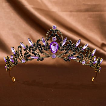 DIEZI Baroque Vintage Red Green Blue Purple Crystal Tiara Crown Жени Момичета Princess Party Аксесоари за рокля за коса със кристали