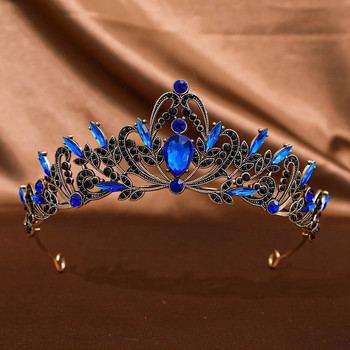 DIEZI Baroque Vintage Red Green Blue Purple Crystal Tiara Crown Жени Момичета Princess Party Аксесоари за рокля за коса със кристали
