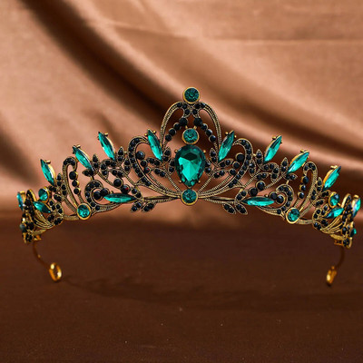 DIEZI baroka vintage sarkana zaļa zila purpura kristāla tiāra kronis sievietēm meitenes princeses ballītei Rhinestone matu kleitu aksesuāri