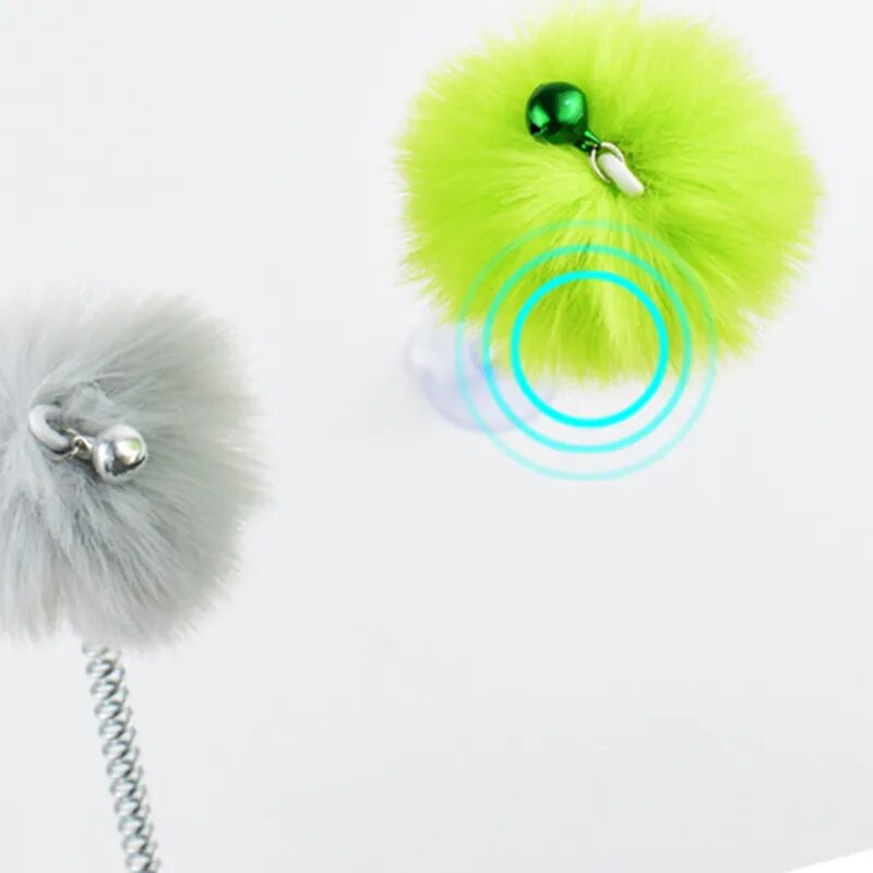 Kaķu rotaļlieta Plīša bumbiņu kaķu rotaļlietas Interaktīvas, smieklīgas rotaļlietas kaķiem, pret skrāpējumiem noturīgs piesūceknis Kaķu rotaļlieta ar zvaniņu mājdzīvnieku produkti