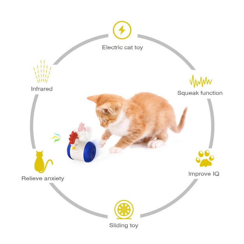 Svjetlo za mačku Igračke u obliku piletine Squeak Vlastita težina Ravnoteža Pokret Klizni kotači Infracrveno osvjetljenje Električne igračke koje se mogu ukloniti
