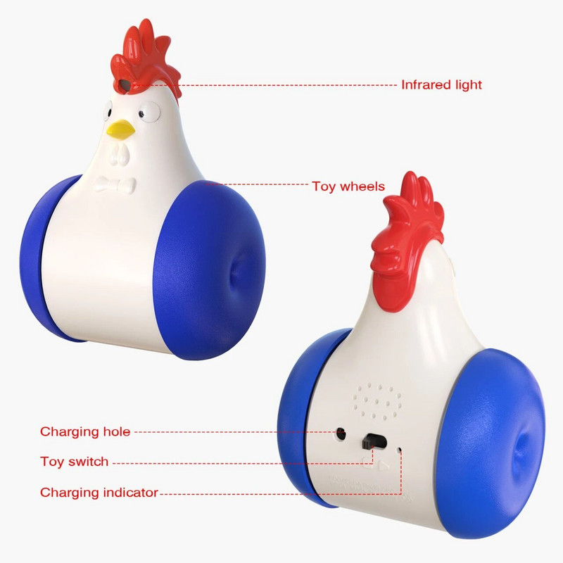 Svjetlo za mačku Igračke u obliku piletine Squeak Vlastita težina Ravnoteža Pokret Klizni kotači Infracrveno osvjetljenje Električne igračke koje se mogu ukloniti