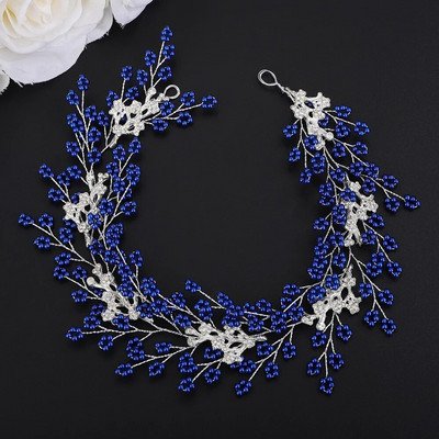 Luxury Handmde Μπλε Πράσινο Πέρλες Νυφικό Γυναικείο Κεφαλόδεσμο Γυναικείο Κεφαλόδεσμο Γάμου Επισκέπτης Αξεσουάρ μαλλιών Αξεσουάρ για πάρτι Τιάρες