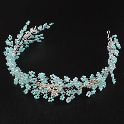 Luxury Handmde Μπλε Πράσινο Πέρλες Νυφικό Γυναικείο Κεφαλόδεσμο Γυναικείο Κεφαλόδεσμο Γάμου Επισκέπτης Αξεσουάρ μαλλιών Αξεσουάρ για πάρτι Τιάρες