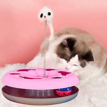 Αστεία παιχνίδια γάτας για γάτες εσωτερικού χώρου Διαδραστικά παιχνίδια για γατάκια τροχιές με ρολό με Catnip Spring παιχνίδι για κατοικίδια με ποντίκι Teaser μπάλες άσκησης