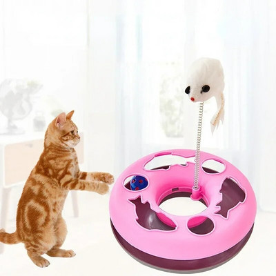 Funny Cat Toys for Indoor Cats Interactive Kitten Toys Roller Tracks with Catnip Spring Pet Toy with Exercise Balls Teaser Mouse
