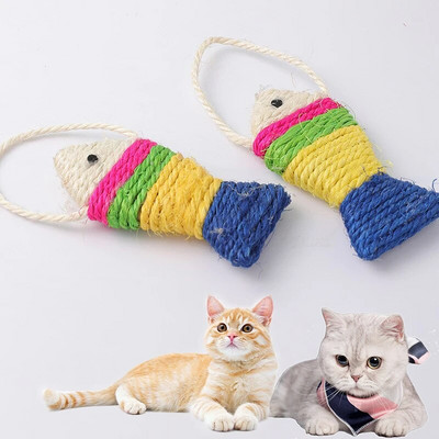 Pet cat toy fish colorful hanging rope Sisal paper board fish Moclaw toy dog universal cat scratching board