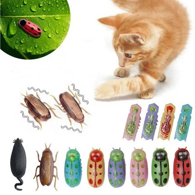 Funny Electric Bugs Catnip Toy Automatic Tunnel Mini Robot Bug Vibration Insect Toys For Cats Battery Operated Cockroach Ladybug