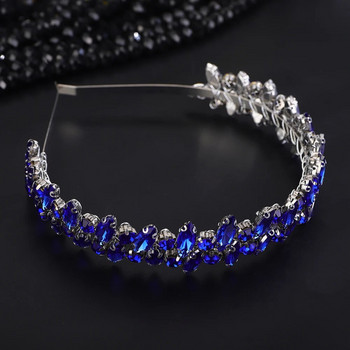 Μοντέρνο στρασάκι νυφικό στέμμα κεφαλόδεσμο ασημένιο οπάλιο Χειροποίητο αξεσουάρ για μαλλιά γάμου Κοσμήματα μπλε γυναικείο πάρτι Τιάρες