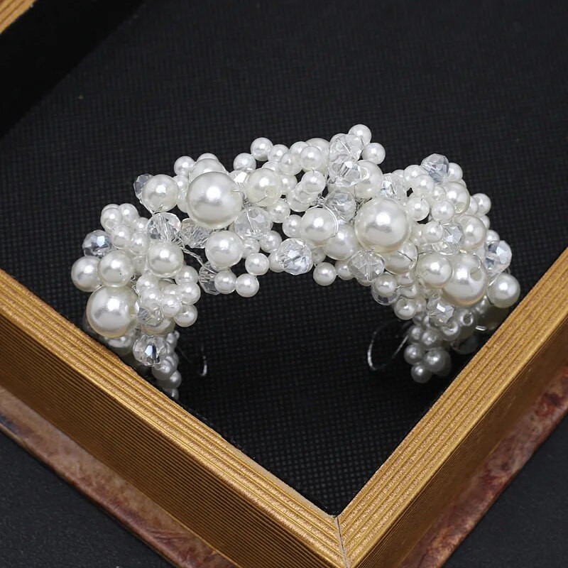 Līgavas matu aksesuāri Pērļu kāzu galvas lentes Matu veidošanas rīks Kāzu sieviešu galvassegas Rotaslietas Modes matu stīpa