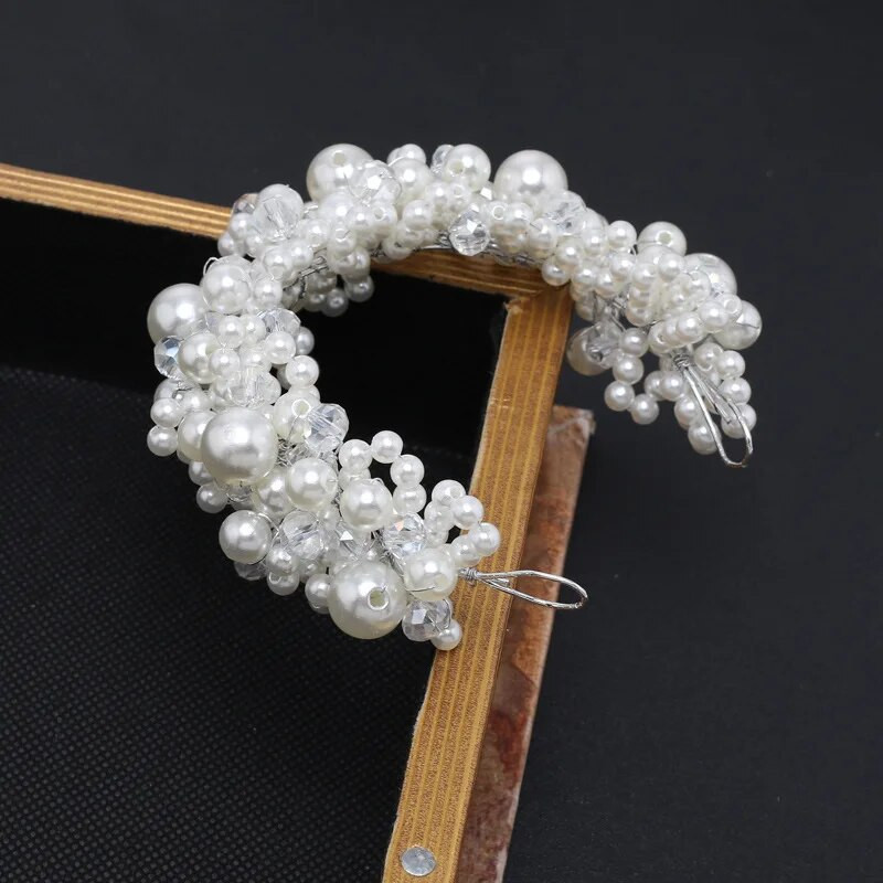 Līgavas matu aksesuāri Pērļu kāzu galvas lentes Matu veidošanas rīks Kāzu sieviešu galvassegas Rotaslietas Modes matu stīpa