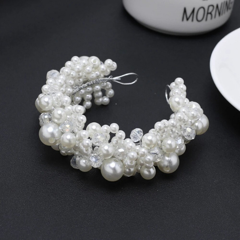 Līgavas matu aksesuāri Pērļu kāzu galvas lentes Matu veidošanas rīks Kāzu sieviešu galvassegas Rotaslietas Modes matu stīpa