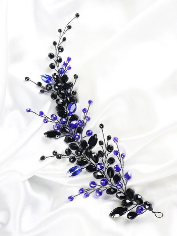 Черни, сини, кристални сватбени аксесоари за коса за Хелоуин, ленти за глава, булка за гости, шапки, парти с кристали, булчински диадеми