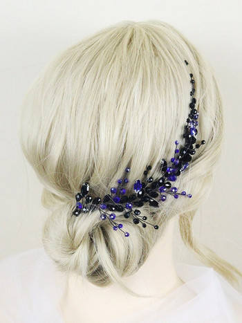 Μαύρα μπλε κρυστάλλινα αξεσουάρ για τα μαλλιά για το Halloween Headbands Guest Bride Headdresses Rhinestone Party Νυφικές τιάρες
