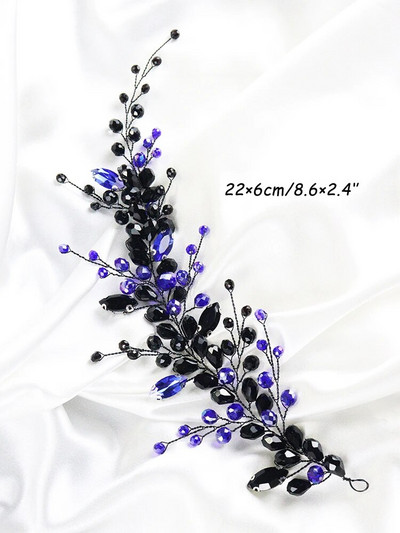 Μαύρα μπλε κρυστάλλινα αξεσουάρ για τα μαλλιά για το Halloween Headbands Guest Bride Headdresses Rhinestone Party Νυφικές τιάρες