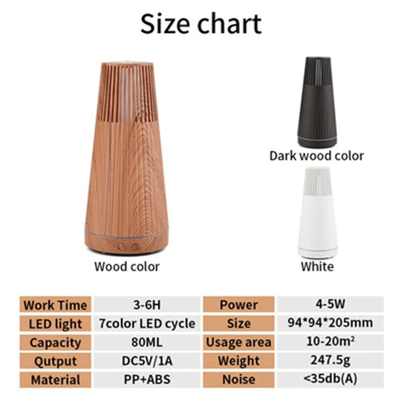 Elektriskais gaisa mitrinātājs ēteriskās aromātiskās eļļas difuzors ar tālvadības pulti koka graudu mini miglas veidotāju un LED gaismu
