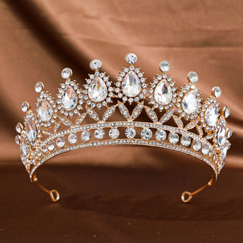 DIEZI Baroque Queen AB Crystal Tiara Crown For Women Girls Party Fashion Луксозна елегантна рокля с кристали Корона Аксесоари за коса