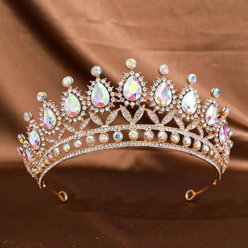 DIEZI Baroque Queen AB Crystal Tiara Crown For Women Girls Party Fashion Луксозна елегантна рокля с кристали Корона Аксесоари за коса