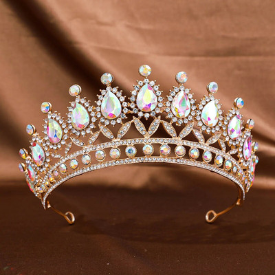 DIEZI Baroque Queen AB Crystal Tiara kronis Sieviešu Meiteņu Ballīte Mode Luksusa Eleganta Rhinestone Kleita Kronis Matu Aksesuāri